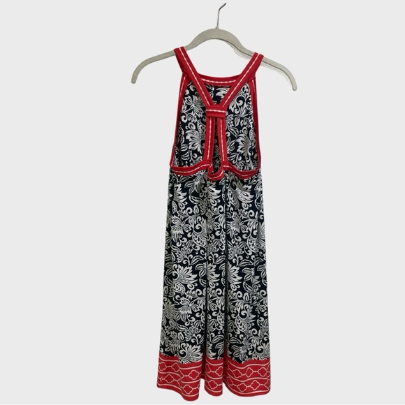 Max Studio Halter Style Floral Black  Orange RedMidi Dress Size Medium ( NWOT) - Picture 6 of 8